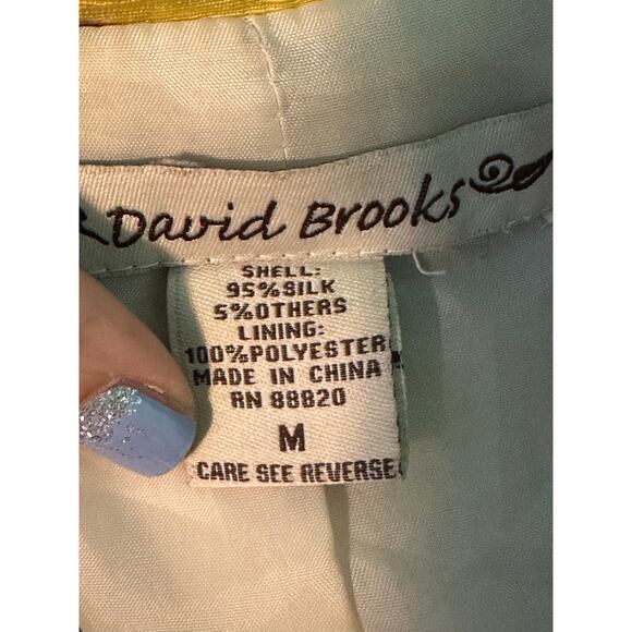 David Brooks vintage orange yellow print silk blazer jacket size Medium - Picture 3 of 16